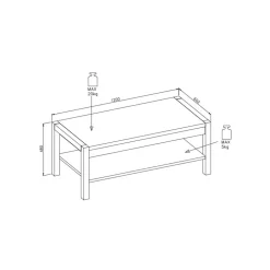 Couchtisch mit Ablage in Wildeiche Holzoptik - Zavorra