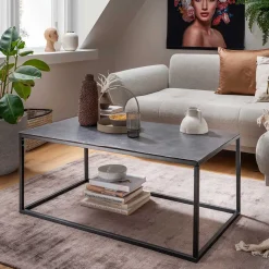 Couchtisch mit Aluminium Platte in Dunkelgrau - Limella