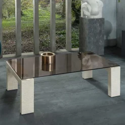 Couchtisch mit Glasplatte in Bronze getönt - Finanun