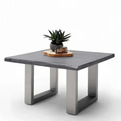 Couchtisch mit Naturkanten Holzplatte in Grau - Kassanda