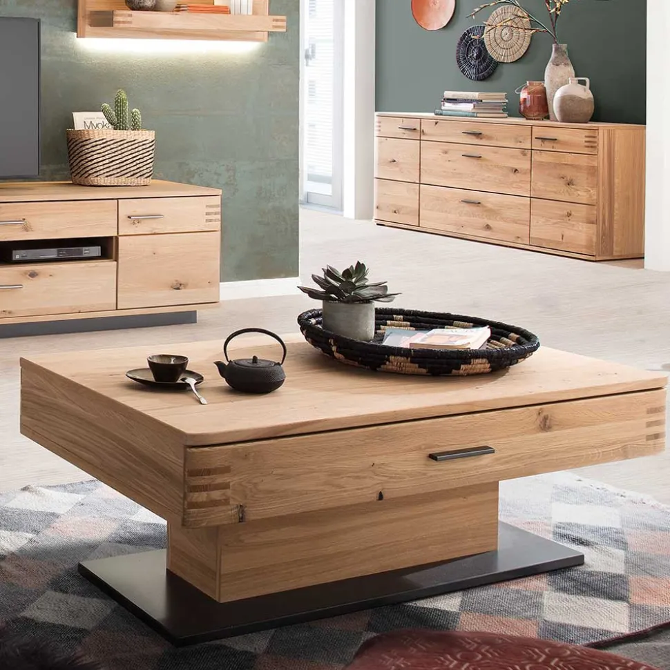 Couchtisch mit Säulenfuß und Schublade - Crupean