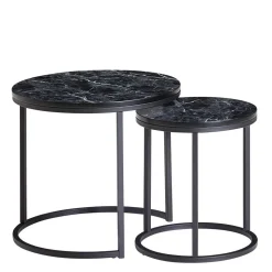 Couchtisch Set in Marmoroptik Schwarz - Melks (zweiteilig)