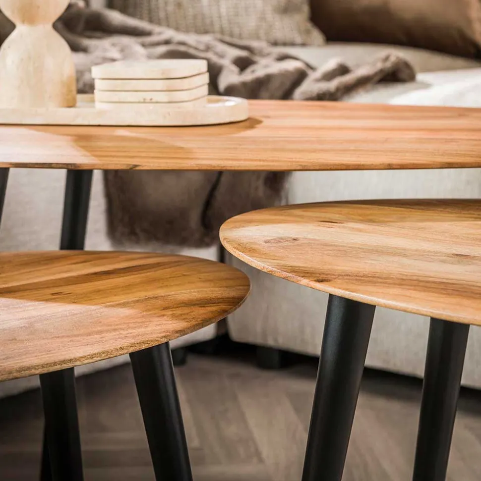 Couchtisch Trio aus Akazie - Quierly (dreiteilig)