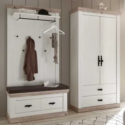 Country Garderoben Set mit Schrank - Nedita (dreiteilig)