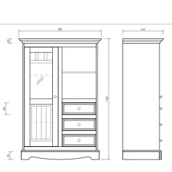 Country Style Highboard in Weiß & Kiefer Natur - Vitablo