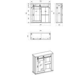 Country Style Oberschrank mit Glas Schiebetür - Garisa