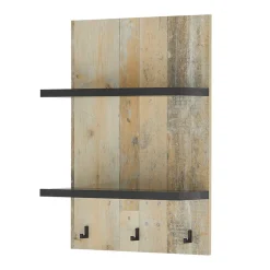 Country Style Wandboard mit 2 Böden & 3 Haken - Garisa