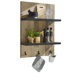 Country Style Wandboard mit 2 Böden & 3 Haken - Garisa