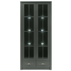 Country Vitrinenschrank in Dunkelgrün - Niestov