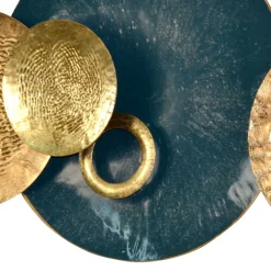 Dekoratives Wandobjekt in Dunkelgrün und Gold - Jenyca