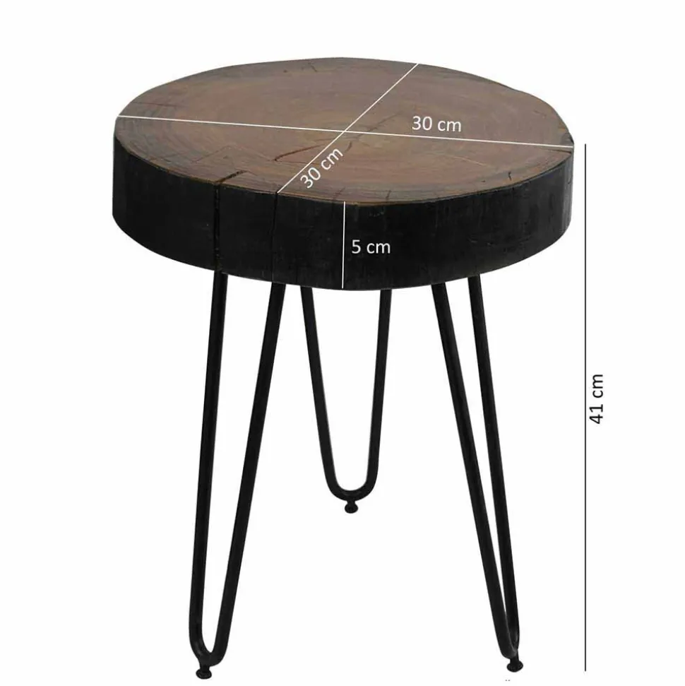 Design Ablagetisch Tohema mit Baumkante dunkel