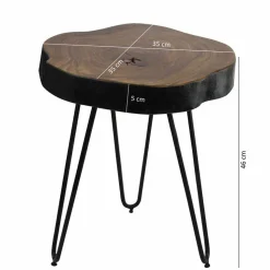 Design Ablagetisch Tohema mit Baumkante dunkel