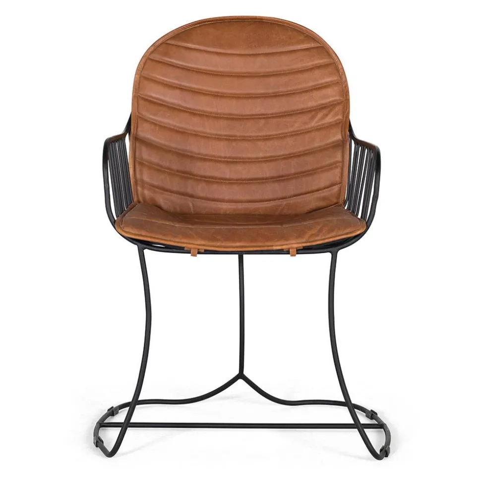 Design Armlehnenstuhl aus Leder Hellbraun - Persia (2er Set)