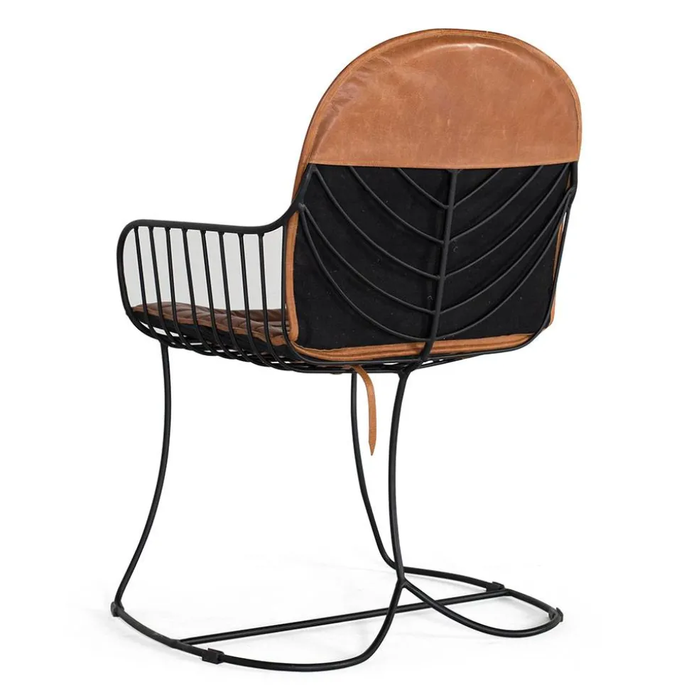 Design Armlehnenstuhl aus Leder Hellbraun - Persia (2er Set)