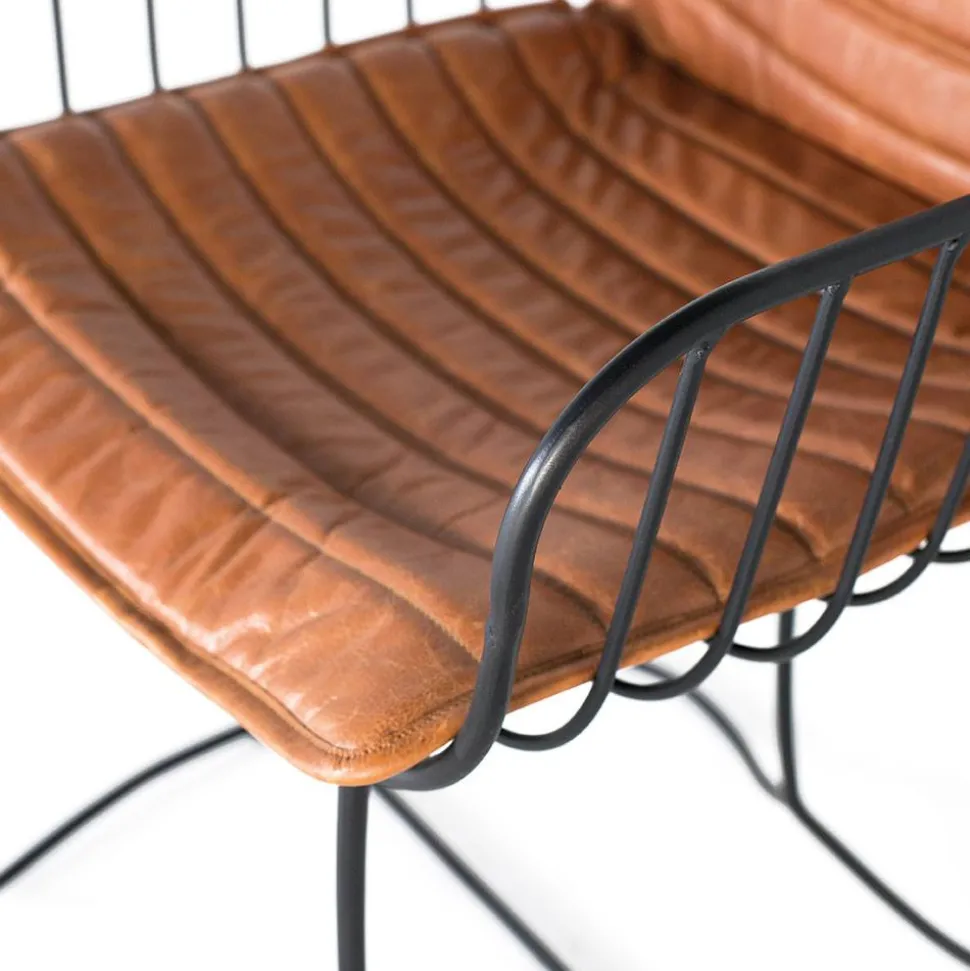 Design Armlehnenstuhl aus Leder Hellbraun - Persia (2er Set)