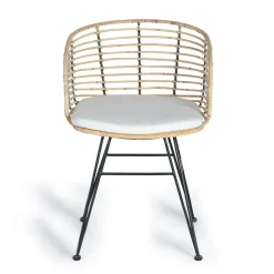 Design Armlehnenstuhl in Rattan Natur und Schwarz - Adatto (2er Set)