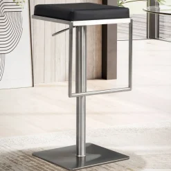 Design Barhocker in Schwarz und Silber - Hallein