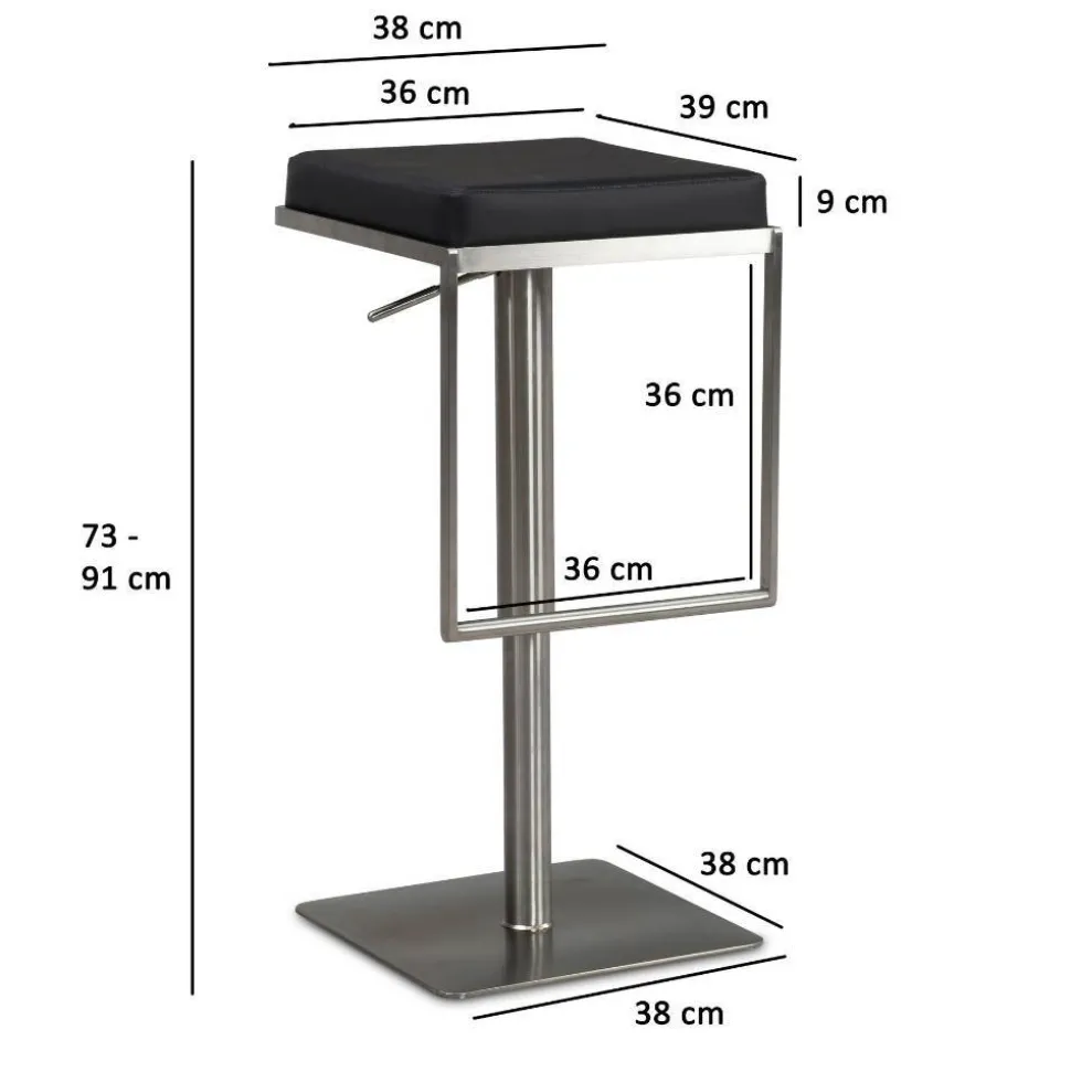 Design Barhocker in Schwarz und Silber - Hallein