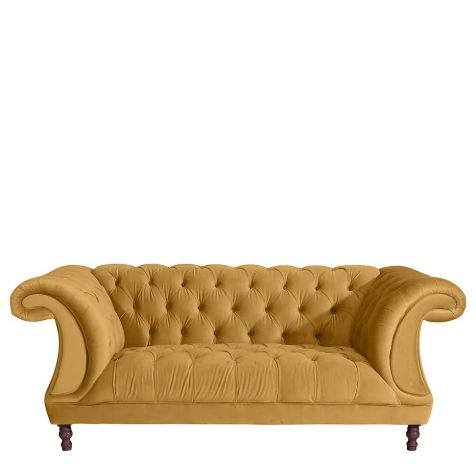 Design Barocksofa in Gelb Samtvelours - Alisho