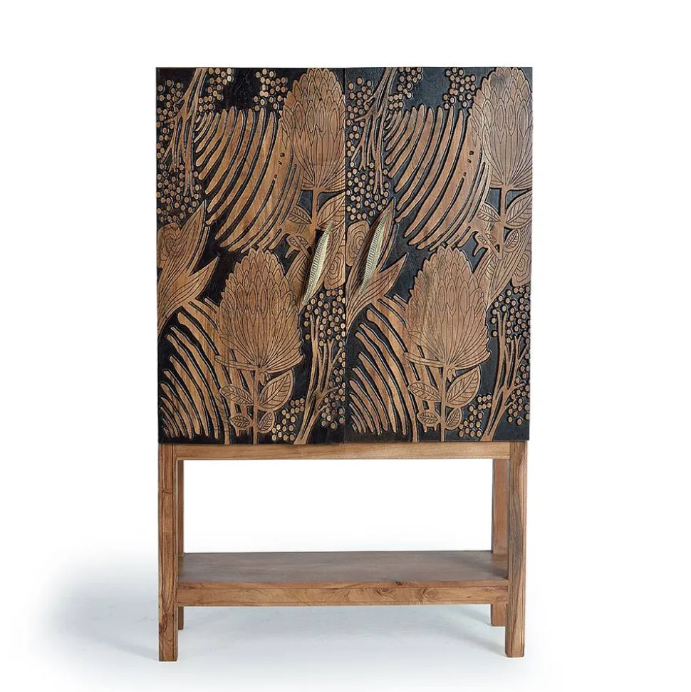 Design Barschrank mit Schnitzerei und Lack - Marcel