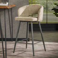 Design Barstuhl aus Boucle in Beige - Ludizia (2er Set)