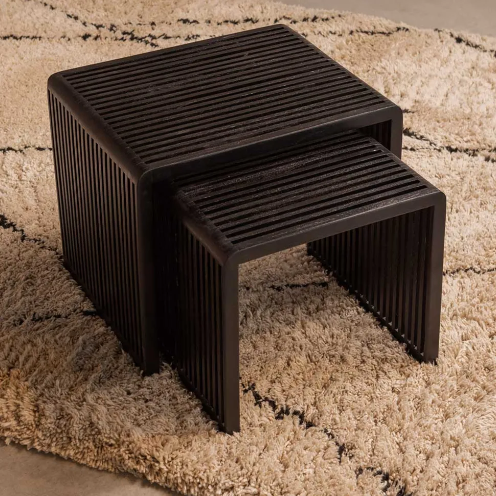 Design Beistelltisch Duo in Schwarz - Bagaci (zweiteilig)