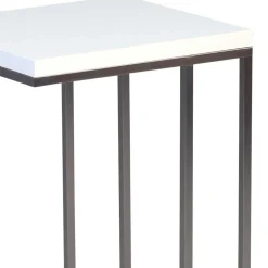 Design Beistelltisch mit weißer Platte Andino & Gestell Edelstahloptik