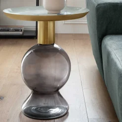 Design Beistelltisch mit Rauchglas Fuß - Fernandez
