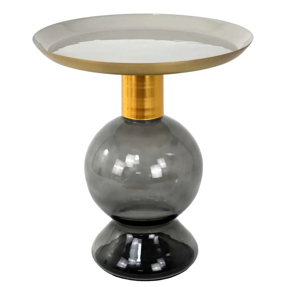 Design Beistelltisch mit Rauchglas Fuß - Fernandez