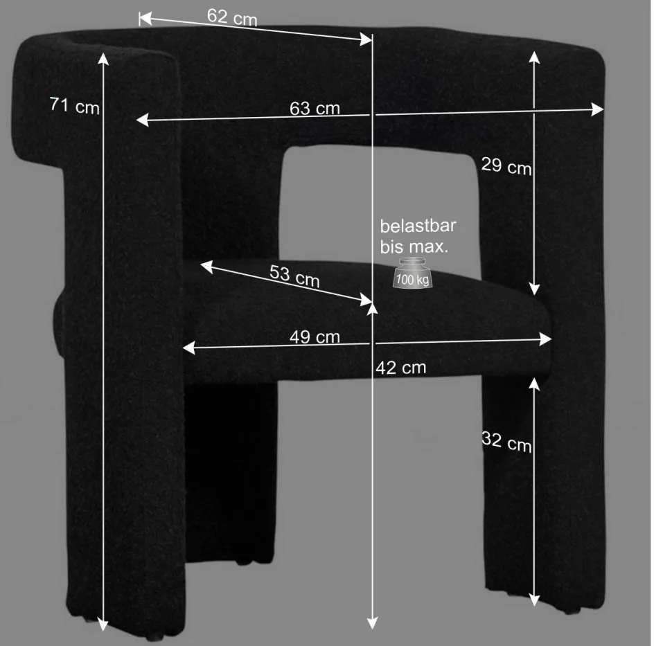 Design Cocktailsessel in Dunkelgrau Boucle - Seanno