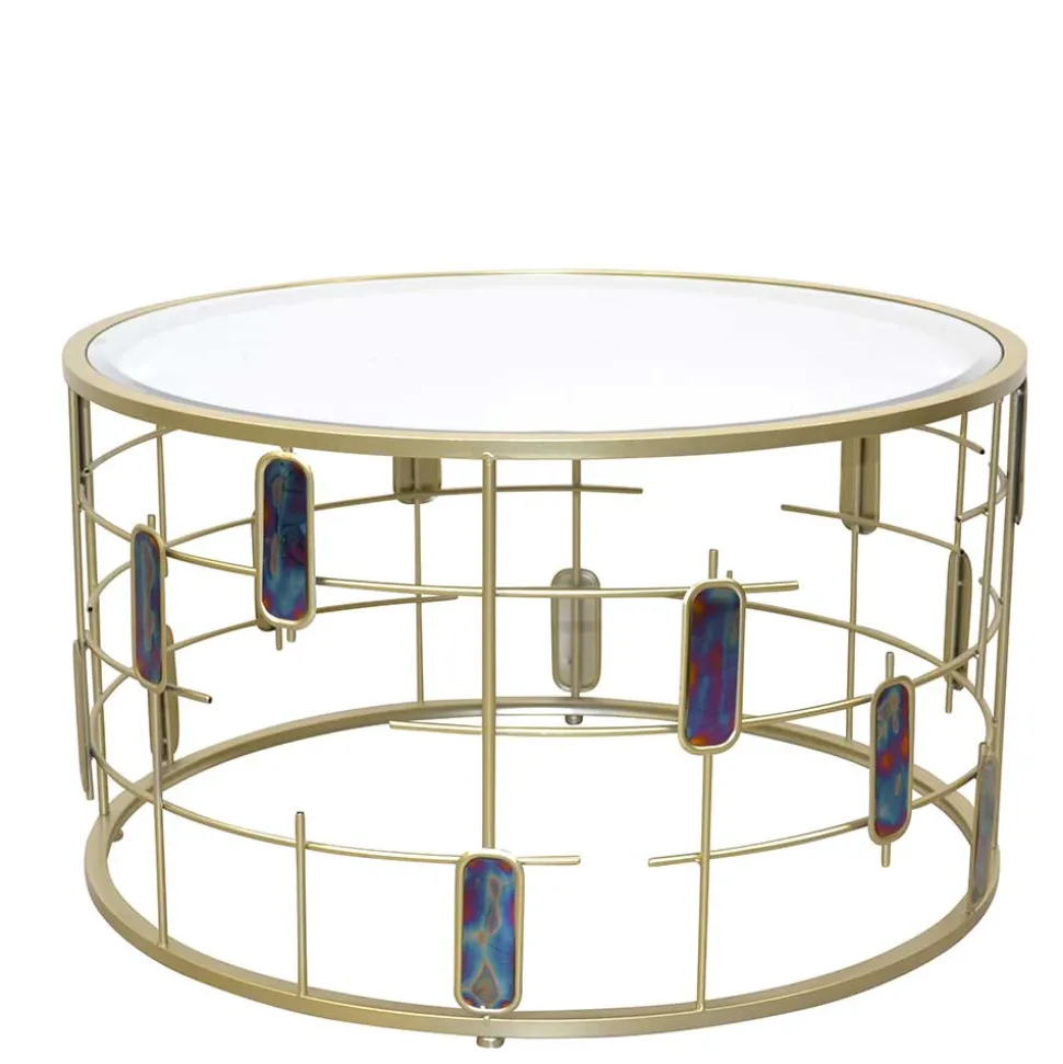 Design Couchtisch aus Spiegelglas & Metall Gold - Liss