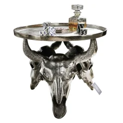 Design Couchtisch mit Büffel Schädel Gestell - Zarinas