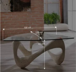 Design Couchtisch Orcia mit Glasplatte