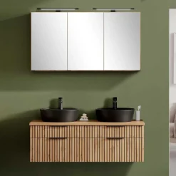 Design Doppel-Waschtisch & Spiegelschrank - Crystoga (zweiteilig)