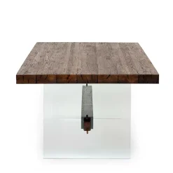 Design Eiche Esstisch mit Glas Gestell - Ventida