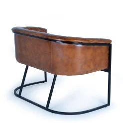 Design Esstischsofa in Cognac Braun Leder - Citrosca