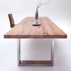 Design Esszimmertisch mit Holz Eiche dunkel Venditora & Edelstahl