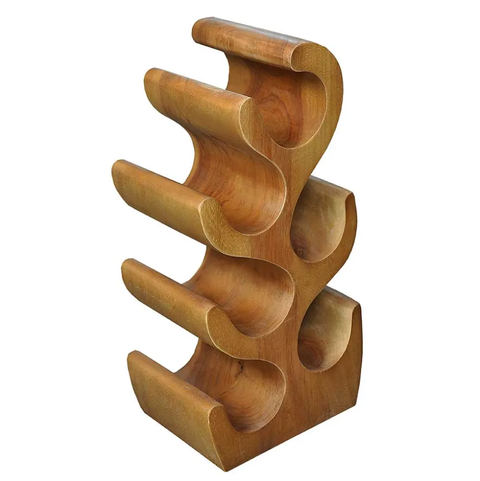 Design Flaschenregal aus Suar Massivholz - Teako