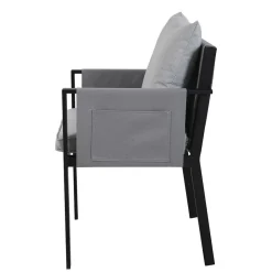 Design Garten-Essgruppe in Grau & Schwarz - Geraldine (siebenteilig)