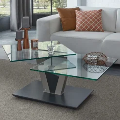 Design Glas Couchtisch mit schwenkbarer Tischplatte - Exotica
