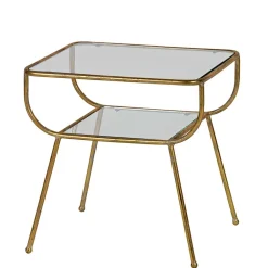 Design Glastisch mit Gestell Messing Cateyna mit 2 Platten