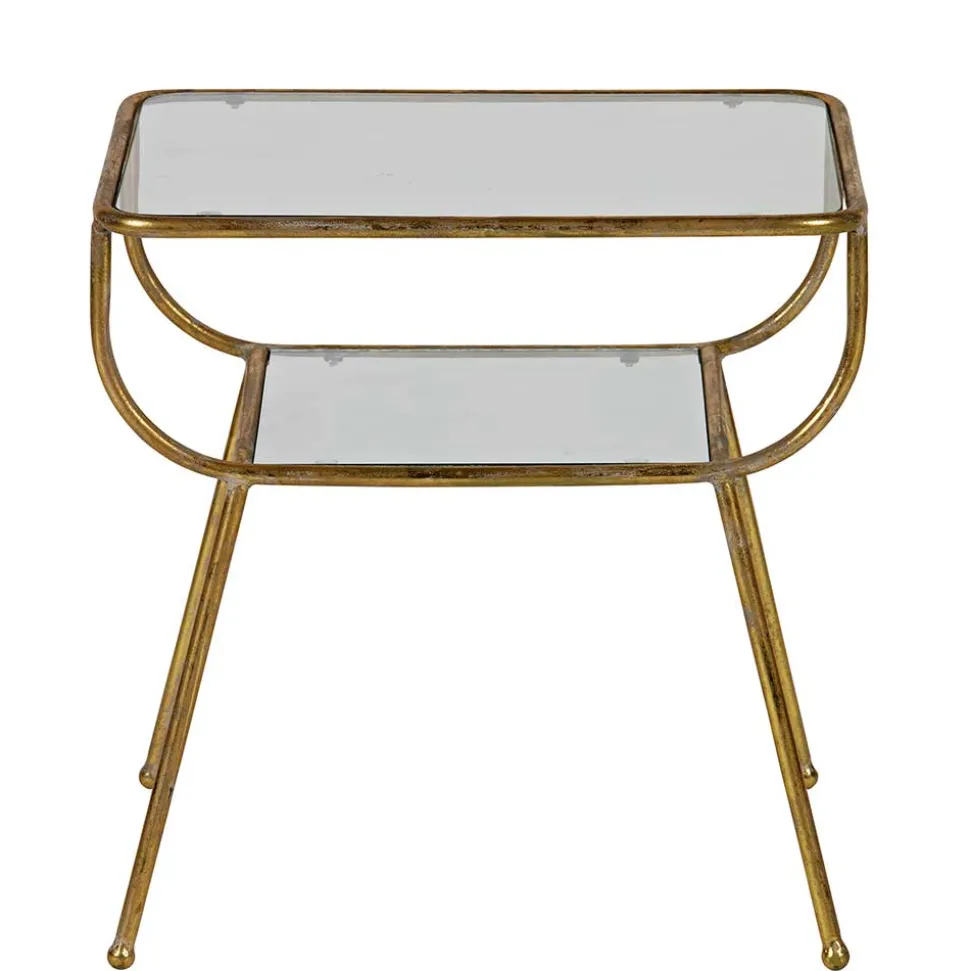 Design Glastisch mit Gestell Messing Cateyna mit 2 Platten