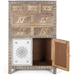 Design Highboard aus Mangoholz reich verziert - Magie