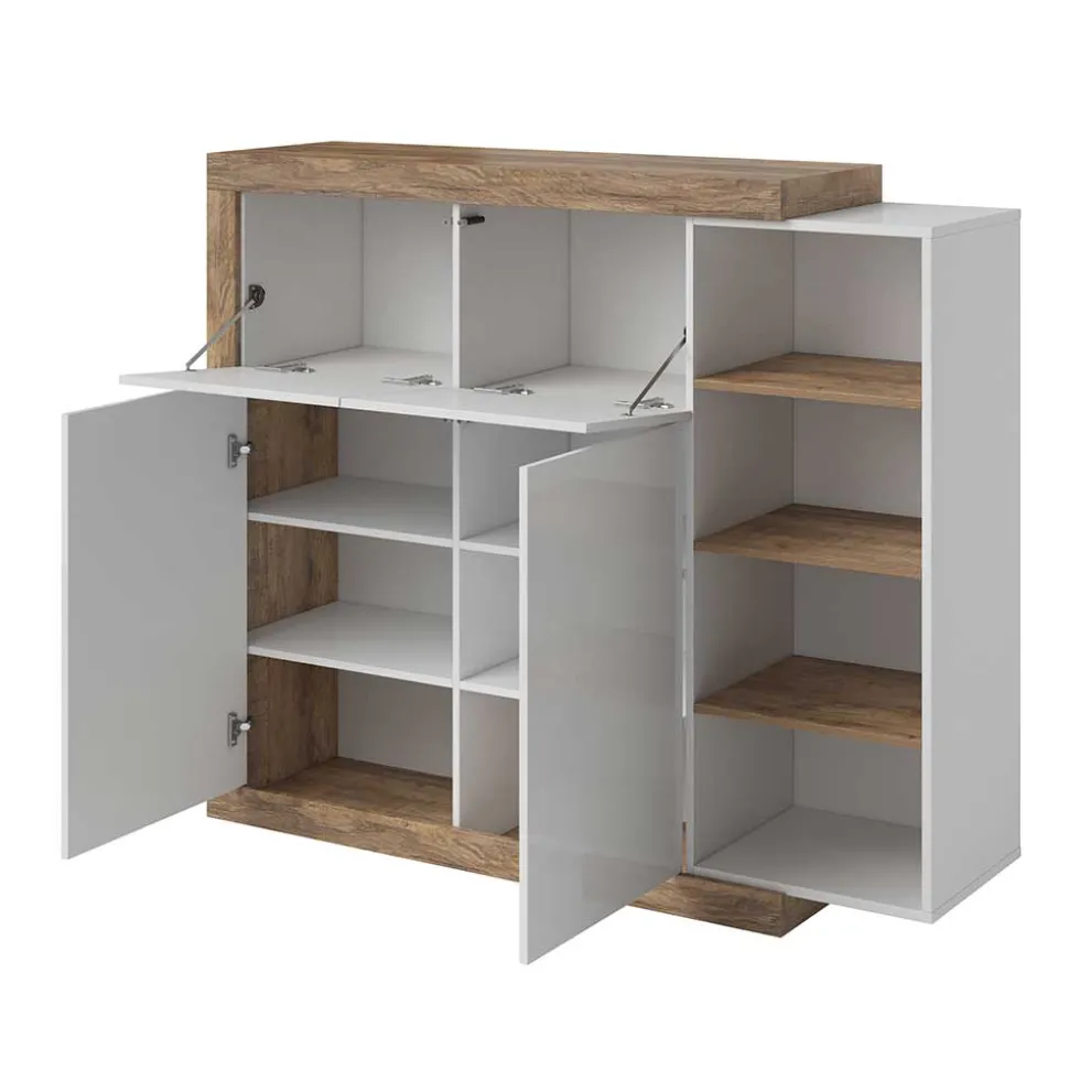 Design Highboard mit 2 Klappen & 2 Türen - Milvara