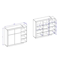 Design Highboard mit 2 Klappen & 2 Türen - Milvara