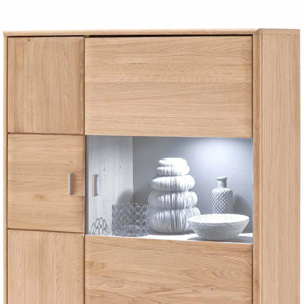 Design Highboard Vernella aus Eiche Bianco