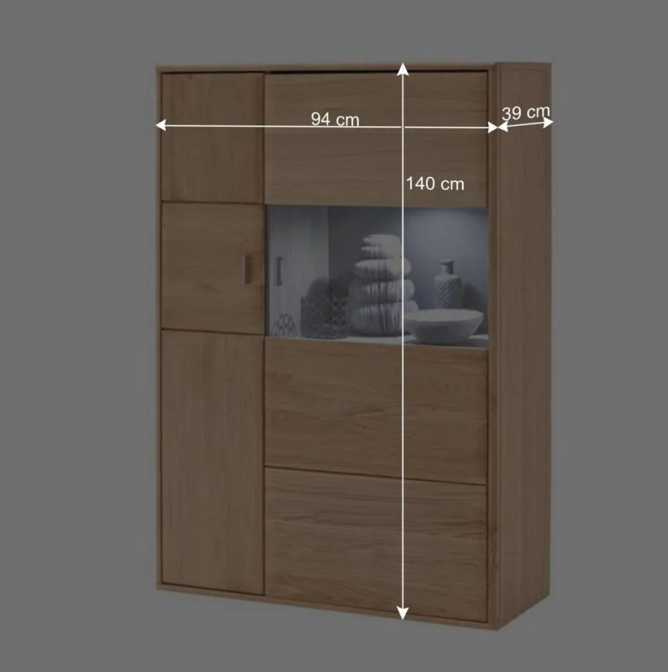 Design Highboard Vernella aus Eiche Bianco