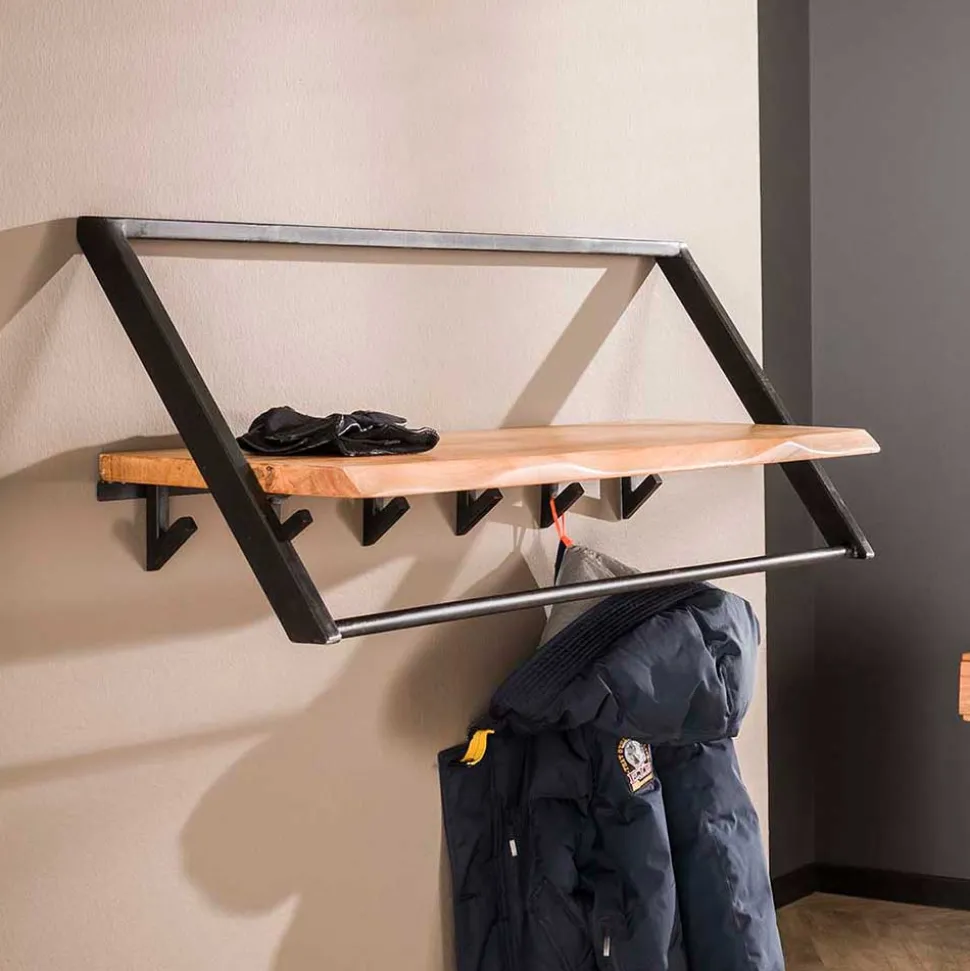 Design Hängegarderobe aus Metall und Holz - Nics