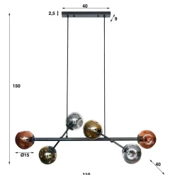 Design Hängeleuchte mit sechs Kugelschirmen - Gozo
