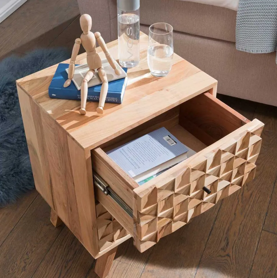Design Holz Nachtkommode aus Akazie - Liniavo